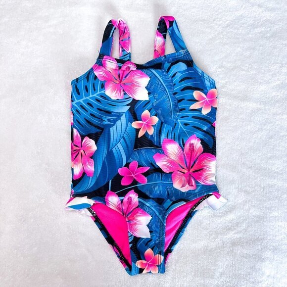 Hurley Other - Hurley One Piece Swimsuit | Baby Girls | 12 Months | Tropical Floral | Pink Blue